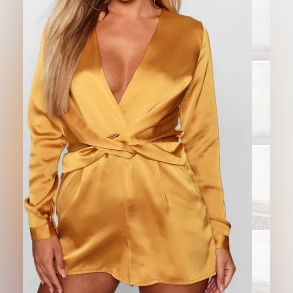 Boohoo Night Mustard Romper